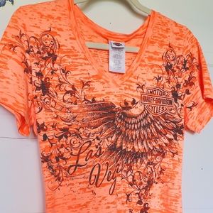 Orange Harley Davidson fitted tshirt